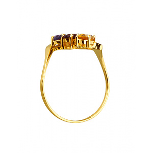Золота каблучка з аметистом, гранатом  та  цитрином (01-200858146) фотографія