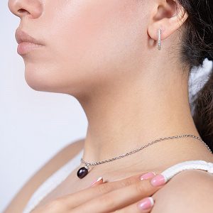 Золотые серьги с бриллиантами и жемчугом (2с-166) фотография