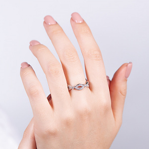 Золота каблучка з діамантами (2б_к-107) фотографія