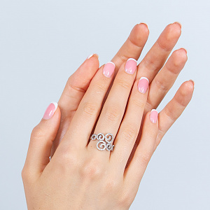 Золота каблучка з фіанітами (2б_к-207) фотографія