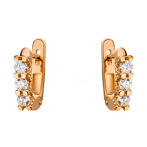 Золотые серьги с цирконием куб. (01-19118947) фотография