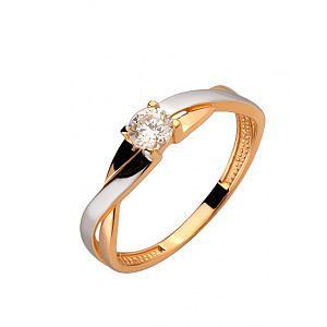 Золотое кольцо с цирконием куб. (01-200152547) фотография