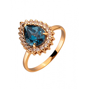 Золотое кольцо с цирконием куб. (01-200237247) фотография