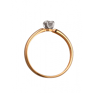 Золотое кольцо с цирконием куб. (01-200258047) фотография