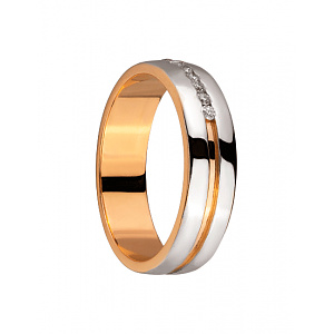 Золота обручка з діамантами (01-200283047) фотографія