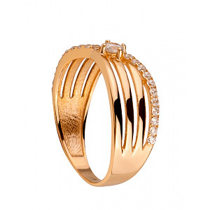 Золотое кольцо с цирконием куб. (01-200355547) фотография