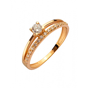 Золота каблучка з цирконієм куб. (01-200374247) фотографія
