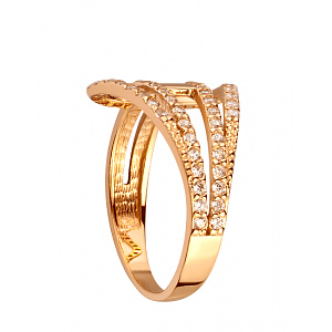 Золотое кольцо с цирконием куб. (01-200432947) фотография