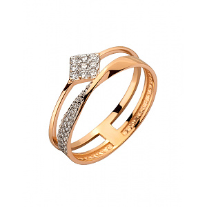 Золотое кольцо с цирконием куб. (01-200535147) фотография