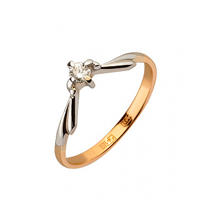 Золота каблучка з діамантом (01-200559647) фотографія