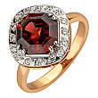 Золота каблучка з гранатом  та  цирконієм куб. 01-200599947 фотографія 1