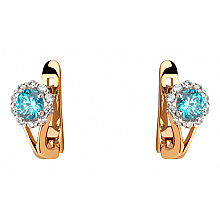 Золотые серьги с фианитом (цирконием куб.) (01-200805847)