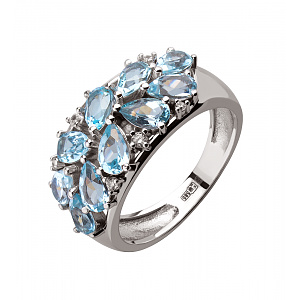 Золотое кольцо с топазами  и  фианитами (2б_к-151) фотография