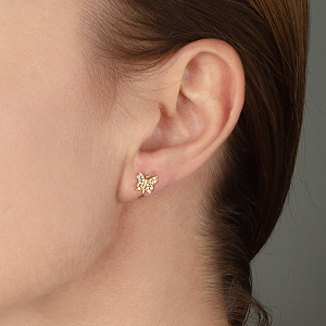 Золотые серьги с циркониями (1б_с-050) фотография