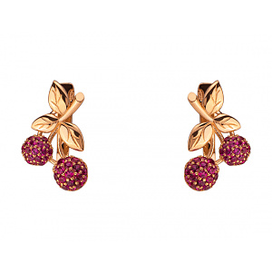 Золотые серьги с циркониями  и  корундами синтетическими (1б_с-251) фотография