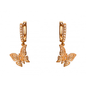 Золотые серьги с цирконием куб. (01-19236148) фотография