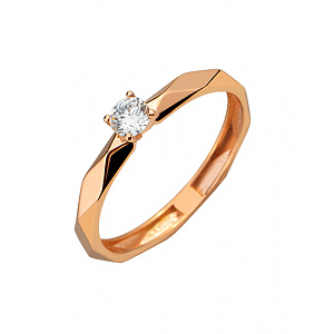 Золота каблучка з фіанітом (цирконієм куб.) (01-200781048) фотографія
