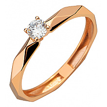 Золота каблучка з фіанітом (цирконієм куб.) (01-200781048)