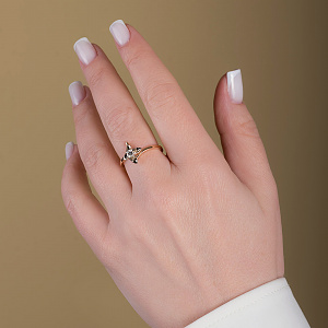 Золота каблучка з діамантом (4б_к-022) фотографія