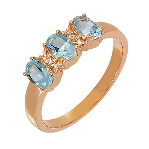 Золотое кольцо с топазами  и  фианитами (1к-260) фотография