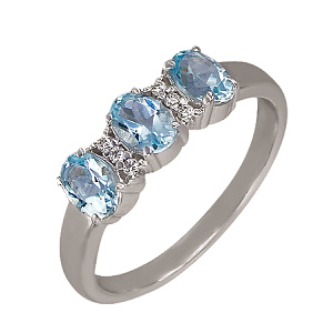 Золота каблучка з діамантами  та  топазами (2к-260) фотографія