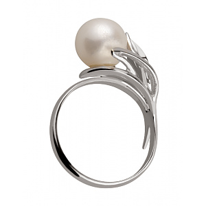 Золотое кольцо с жемчугом  и  цирконием куб. (01-18967549) фотография