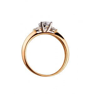 Золотое кольцо с цирконием куб. (01-19326349) фотография