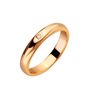 Золота обручка з діамантом (01-200152649) фотографія