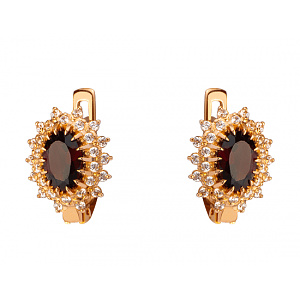 Золоті сережки з гранатами  та  цирконієм куб. (01-200382749) фотографія