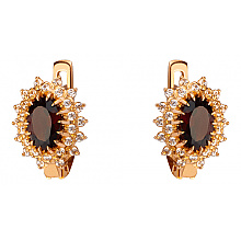 Золоті сережки з гранатами  та  цирконієм куб. (01-200382749)