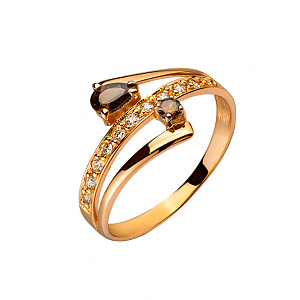 Золотое кольцо с цирконием куб. (01-200388349) фотография