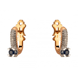 Золотые серьги с бриллиантами  и  корундами (01-200559549) фотография