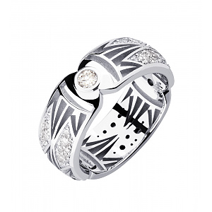 Золота каблучка з діамантами (2лб_к-013) фотографія