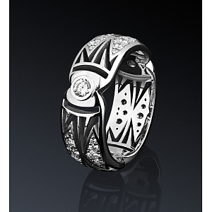 Золота каблучка з діамантами (2лб_к-013) фотографія