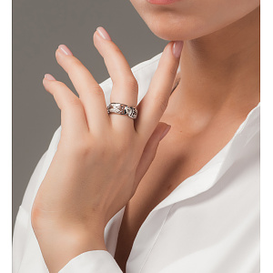 Золота каблучка з діамантами (2лб_к-013) фотографія