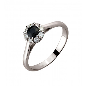 Золота каблучка з діамантами  та  сапфіром (2б_к-145) фотографія