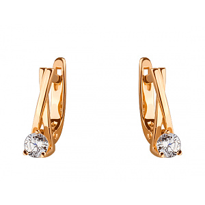 Золоті сережки з фіанітом (цирконієм куб.) (01-19266250) фотографія