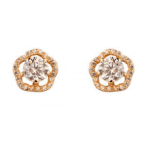 Золотые серьги с цирконием куб. (01-19279050) фотография