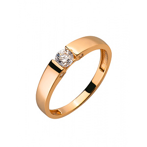 Золотое кольцо с цирконием куб. (01-200202550) фотография