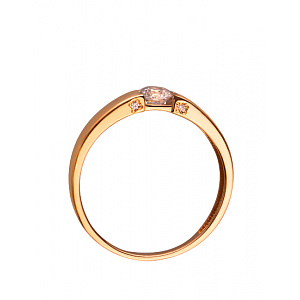 Золотое кольцо с цирконием куб. (01-200202550) фотография