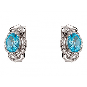 Золотые серьги с топазами  и  цирконием куб. (01-200530750) фотография