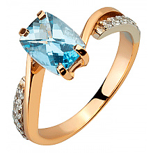 Золота каблучка з топазом  та  фіанітом (цирконієм куб.) (01-200785650)