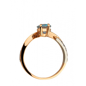 Золота каблучка з топазом  та  фіанітом (цирконієм куб.) (01-200785650) фотографія
