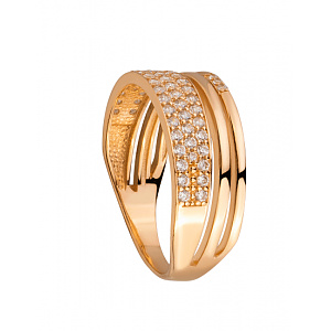 Золота каблучка з фіанітом (цирконієм куб.) (01-200816050) фотографія