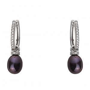 Золотые серьги с бриллиантами и жемчугом (2с-166) фотография