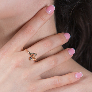 Золота каблучка з діамантами (1б_к-221) фотографія