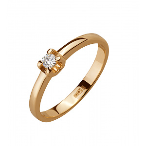 Золота каблучка з діамантом (1б_к-297) фотографія