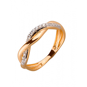 Золотое кольцо с цирконием куб. (01-19310151) фотография