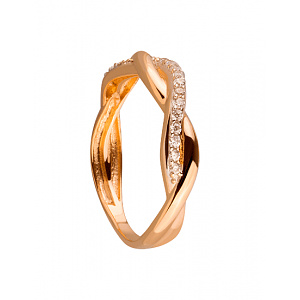 Золотое кольцо с цирконием куб. (01-19310151) фотография