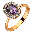 Золота каблучка з аметистом  та  цирконієм куб. 01-200388251 фотографія 1